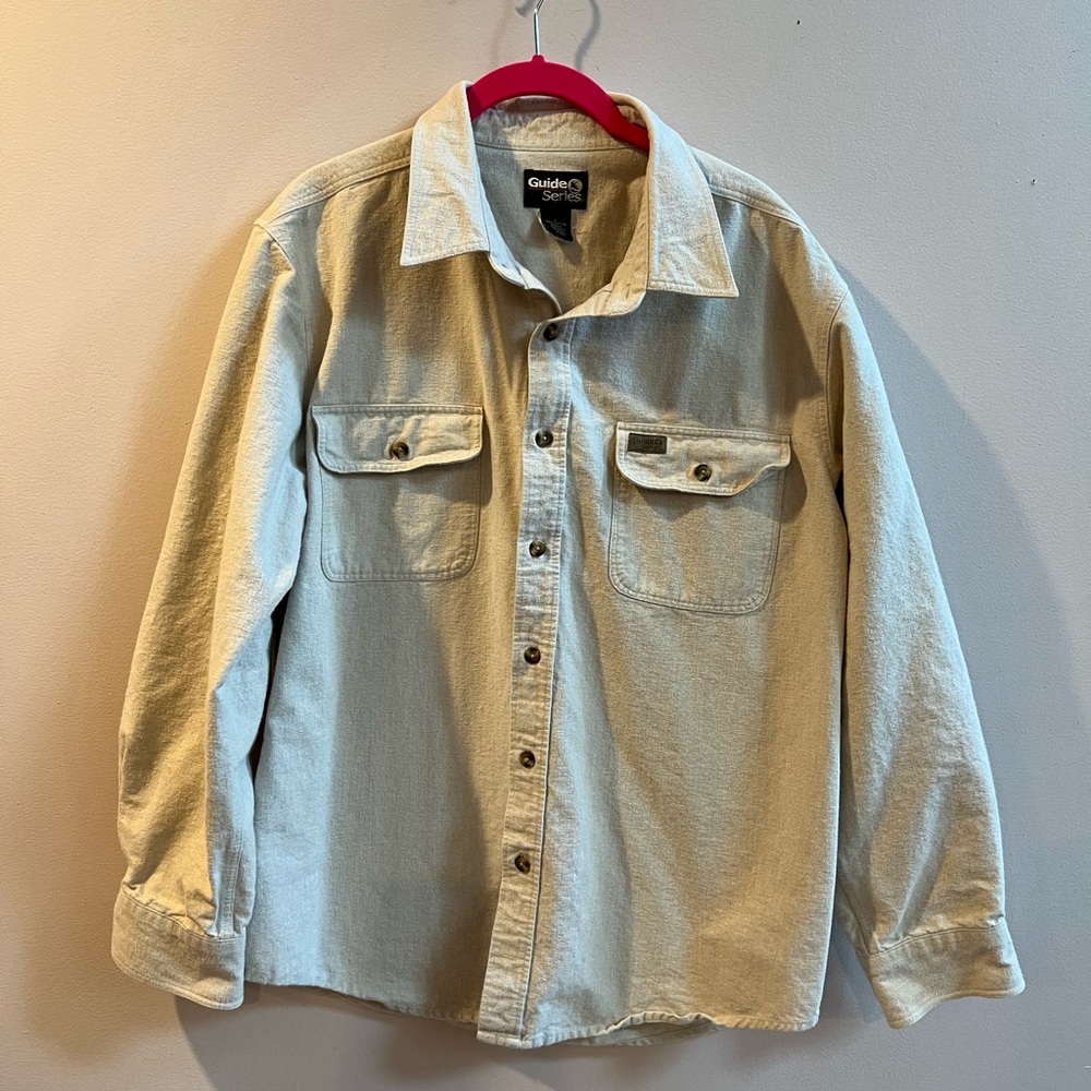 Men’s Guide Series Large Buttoned Long-Sleeved Shirt Tan Excellent Condition